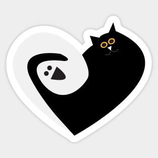 Ghost and Cat Love Sticker